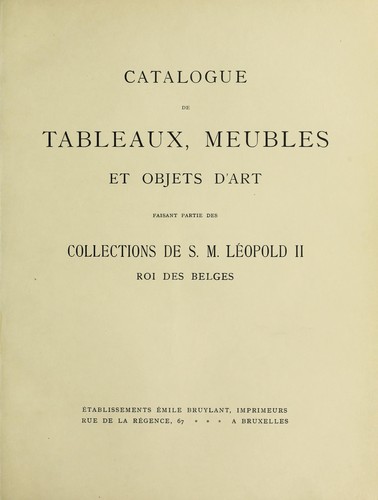 Catalogue de tableaux, meubles et objets d'art