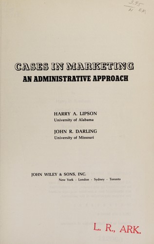 Cases in marketing; an administrative approach