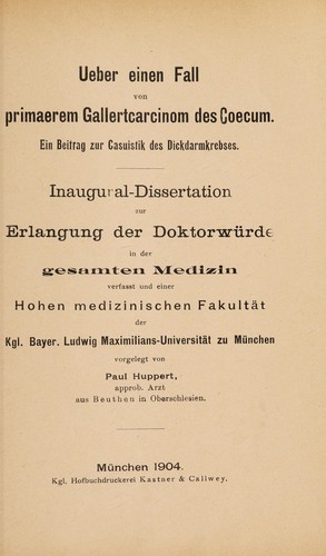 Ueber einen Fall von primaerem Gallertcarcinom des Coecum