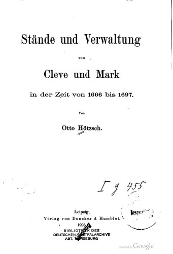 Stände und Verwaltung von Cleve und Mark, in der Zeit von 1666 bis 1697