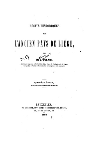 Recit historiques sur l'ancien pays de Liège