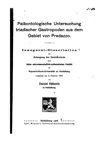 Paläontologische Untersuchung triadischer Gastropoden aus dem Gebiet von Predazzo