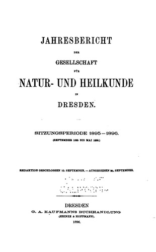 Gesellschaft fur natur- und heilkunde in dresden