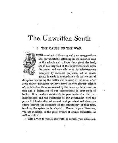 The Unwritten South: Cause, Progress and Result of the Civil War, Relics of Hidden Truth After ...