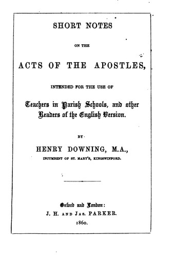 Short notes on the Acts of the Apostles