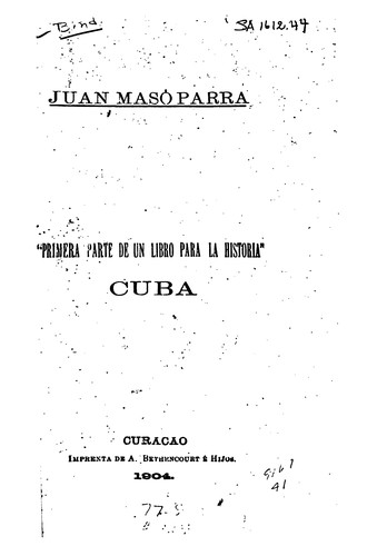 Primera parte de un libro para la historia Cuba