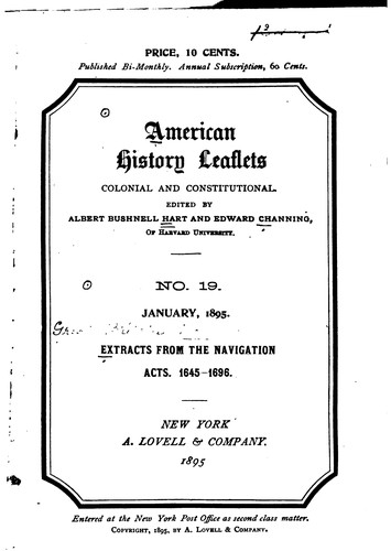 American History Leaflets: Colonial and Constitutional