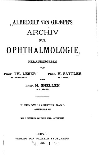 Albrecht von Graefe's Archiv fuer Ophthalmologie
