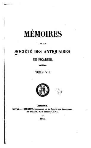 Mémoires de la Société des antiquaires de Picardie