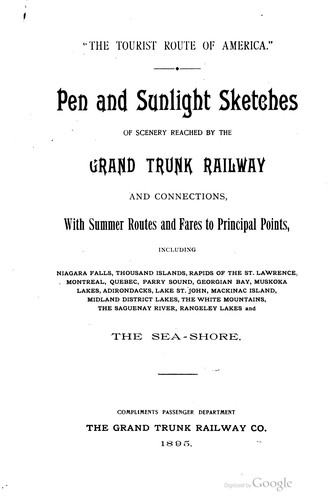 Pen and sunlight sketches of scenery reached by the Grand Trunk Railway