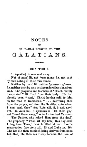 Notes on st. Paul's Epistle to the Galatians, for readers of the authorized version or the ...