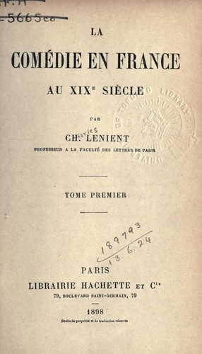 La comédie en France au 19e siecle