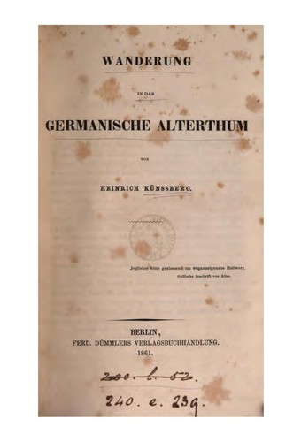 Wanderung in das germanische Alterthum