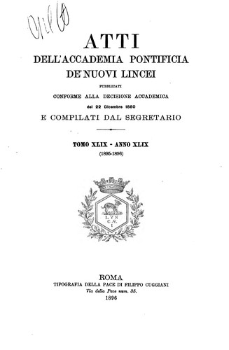 Atti della Accademia pontificia de' nuovi Lincei