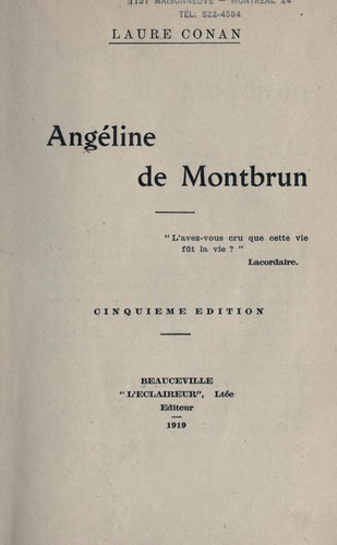 Angéline de Montbrun [par] Laure Conan