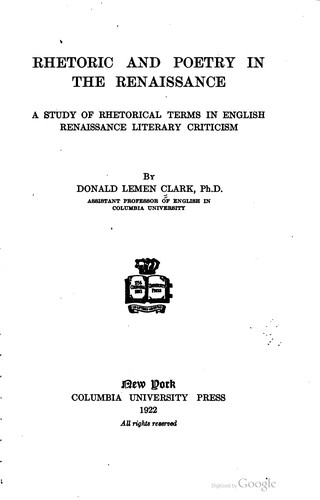 Rhetoric and poetry in the renaissance