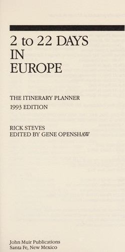 Two to Twenty-Two Days in Europe