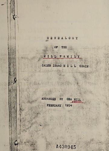 Genealogy of the Hill family: Caleb Isaac Hill chain