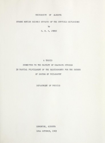 Strong motion seismic effects of the Suffield explosions