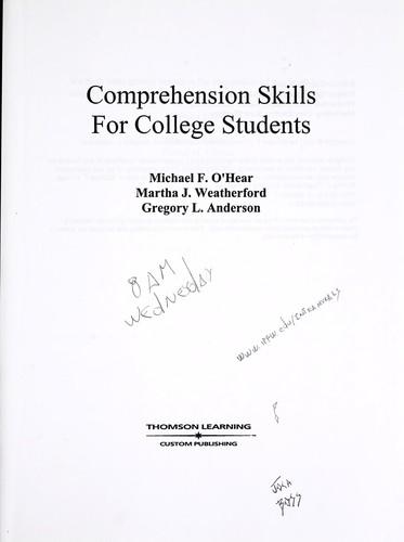 Comprehension Skills For College Students