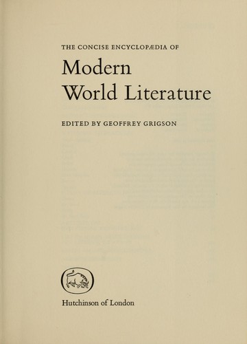 The Concise encyclopædia of modern world literature