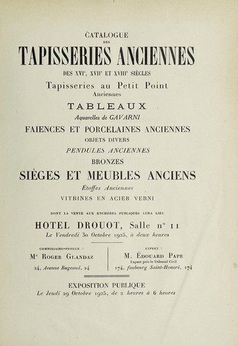 Tapisseries anciennes des XVIe, XVII et XVIIIe siècles