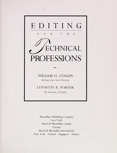 Editing for the technical professions