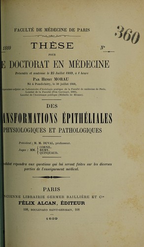 Des transformations épithéliales physiologiques et pathologiques ...