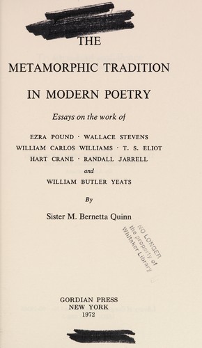 Metamorphic Tradition in Modern Poetry Essay