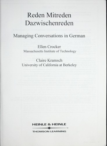 Reden Mitreden Dazwischenreden (Managing Converstations in German)