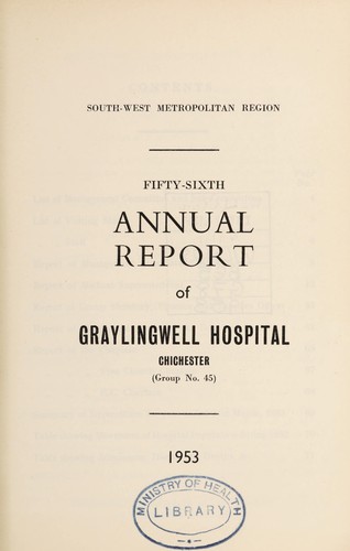 Annual report of Graylingwell Hospital