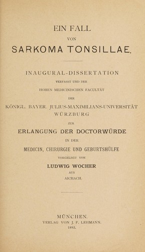 Ein Fall von Sarkoma tonsillae ...