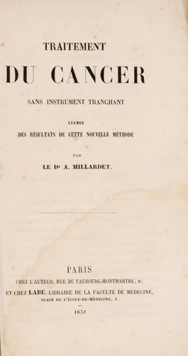 Traitement du cancer sans instrument tranchant