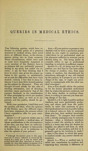 Queries in medical ethics