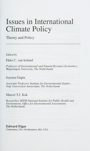 Issues in international climate policy
