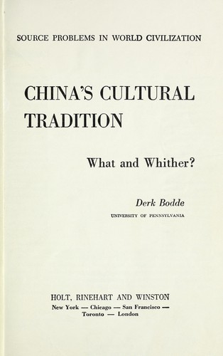 China's cultural tradition, what and whither?
