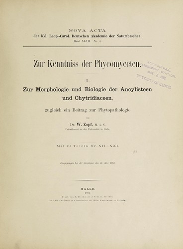 Zur Kenntniss der Phycomyceten