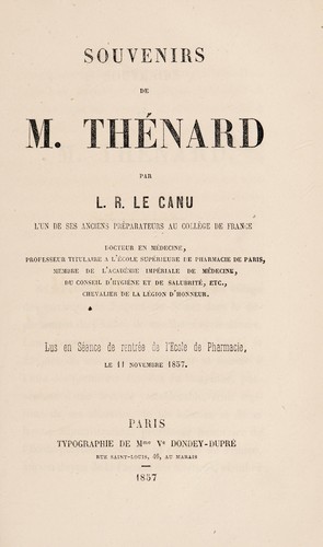 Souvenirs de m. Thénard