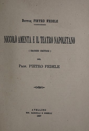 Niccolò Amenta e il teatro napoletano