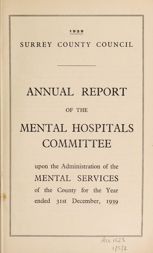 Annual report of the Mental Hospitals Committee
