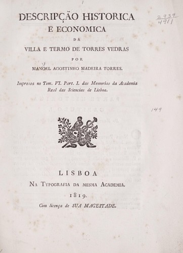 Descripção historica e economica da villa e termo de Torres Vedras