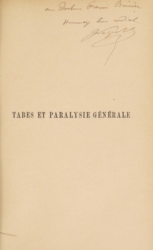 Tabes et paralysie générale