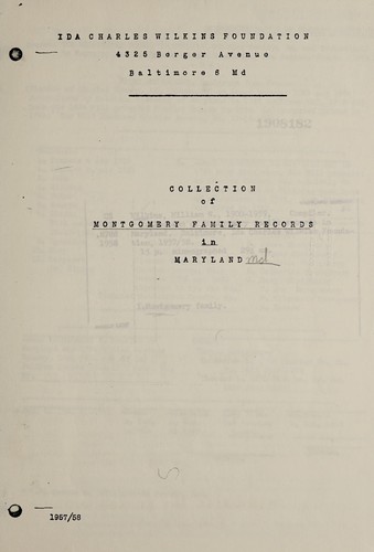 Collection of Montgomery family records in Maryland