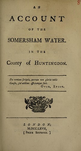 An account of the Somersham water. In the county of Huntingdon
