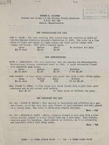 New Introductions for 1933