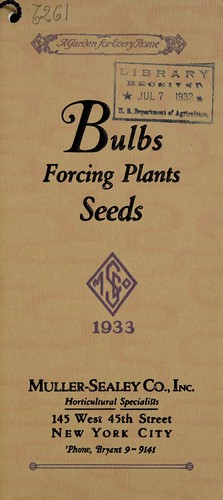 Bulbs, forcing plants, seeds, 1933