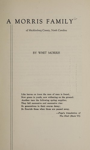 A Morris family of Mecklenburg County, North Carolina