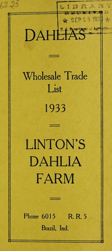 Dahlias wholesale trade list, 1933