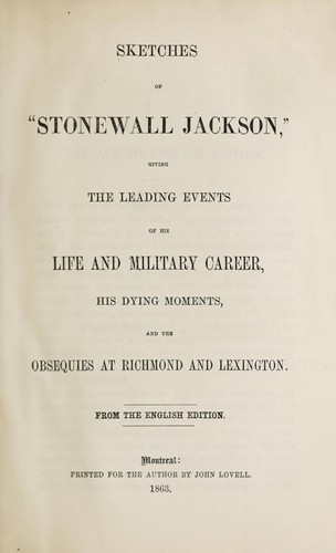 Sketches of "Stonewall Jackson"