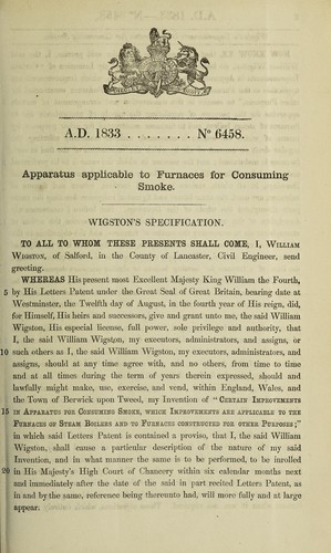 Specification of William Wigston